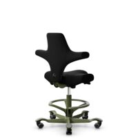 HÅG Capisco 8106 - Steelcut 3 (Kvadrat) - Wool / Polyamide - STT190 - Black - Moss Grey - 200 mm (seat height 46-64cm) - Soft castors for hard floors
