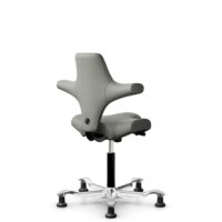HÅG Capisco 8106 - Paloma Soft (Wollsdorf) - Semi-aniline Leder - ATG55115 - Warm grey - Zwart - 150mm - Glijdoppen