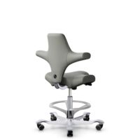HÅG Capisco 8106 - Paloma Soft (Wollsdorf) - Semi-aniline leather - ATG55115 - Warm grey - Silver - 265 mm (seat height 53-79cm) - Hard castors for soft floors
