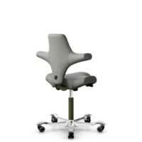 HÅG Capisco 8106 - Paloma Soft (Wollsdorf) - Semi-aniline leather - ATG55115 - Warm grey - Moss Grey - 150mm (seat height 40–55cm) - Soft castors for hard floors