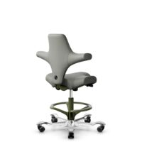HÅG Capisco 8106 - Paloma Soft (Wollsdorf) - Semi-aniline leather - ATG55115 - Warm grey - Moss Grey - 265 mm (seat height 53-79cm) - Hard castors for soft floors