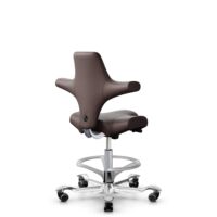 HÅG Capisco 8106 - Paloma Soft (Wollsdorf) - Cuir semi-aniline - ATG55130 - Dark brown - Argent - 265 mm (hauteur d’assise 53–79 cm) - Roues dures pour sols souples
