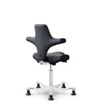 HÅG Capisco 8106 - Paloma Soft (Wollsdorf) - Semi-aniline leather - ATG55185 - Charcoal - White - 200 mm (seat height 46-64cm) - Glides