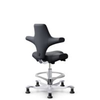 HÅG Capisco 8106 - Paloma Soft (Wollsdorf) - Cuir semi-aniline - ATG55185 - Charcoal - Argent - 265 mm (hauteur d’assise 53–79 cm) - Patins