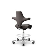 HÅG Capisco 8106 - Elmosoft (Elmo) - Semi-aniline leather - EL93068 - Dark brown - White - 200 mm (seat height 46-64cm) - Hard castors for soft floors