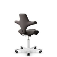 HÅG Capisco 8106 - Elmosoft (Elmo) - Semi-aniline leather - EL93068 - Dark brown - White - 200 mm (seat height 46-64cm) - Soft castors for hard floors