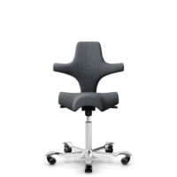 HÅG Capisco 8106 - Select (Gabriel) - Laine / Polyamide - SC60003 - Grey - Blanc - 150 mm (hauteur d’assise 40–55 cm) - Roues souples pour sols durs