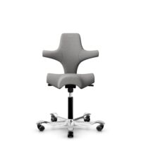HÅG Capisco 8106 - Cura Loop (Gabriel) - Recycled Polyester - CLP60110 Light grey - Black - 200 mm (seat height 46-64cm) - Hard castors for soft floors