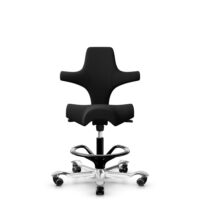 HÅG Capisco 8106 - Xtreme (Camira) - Polyester recyclé - EXR009 - Black - Noir - 265 mm (hauteur d’assise 53–79 cm) - Roues dures pour sols souples
