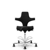 HÅG Capisco 8106 - Xtreme (Camira) - Polyester recyclé - EXR009 - Black - Blanc - 200 mm (hauteur d’assise 46–64 cm) - Patins