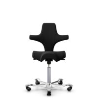 HÅG Capisco 8106 - Xtreme (Camira) - Polyester recyclé - EXR009 - Black - Argent - 150 mm (hauteur d’assise 40–55 cm) - Roues dures pour sols souples