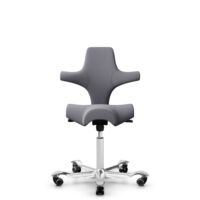 HÅG Capisco 8106 - Xtreme (Camira) - Recycled Polyester - EXR081 - Grey - White - 150mm (seat height 40–55cm) - Hard castors for soft floors