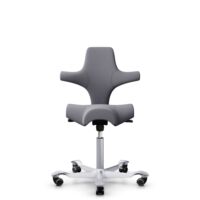 HÅG Capisco 8106 - Xtreme (Camira) - Polyester recyclé - EXR081 - Grey - Argent - 200 mm (hauteur d’assise 46–64 cm) - Roues dures pour sols souples