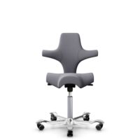 HÅG Capisco 8106 - Xtreme (Camira) - Poliester z recyklingu - EXR081 - Grey - Silver - 200 mm (seat height 46-64cm) - Soft castors for hard floors