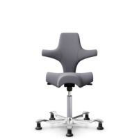 HÅG Capisco 8106 - Xtreme (Camira) - Polyester recyclé - EXR081 - Grey - Argent - 265 mm (hauteur d’assise 53–79 cm) - Patins