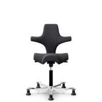 HÅG Capisco 8106 - Xtreme (Camira) - Polyester recyclé - EXR145 - Charcoal - Noir - 265 mm (hauteur d’assise 53–79 cm) - Patins