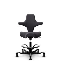 HÅG Capisco 8106 - Xtreme (Camira) - Recyceltes Polyester - EXR145 - Charcoal - Schwarz - 265 mm (Sitzhöhe 53-79cm) - Bodengleiter