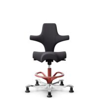 HÅG Capisco 8106 - Xtreme (Camira) - Polyester recyclé - EXR145 - Charcoal - Blush Rose - 265 mm (hauteur d’assise 53–79 cm) - Patins