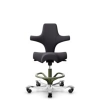HÅG Capisco 8106 - Xtreme (Camira) - Recycled Polyester - EXR145 - Charcoal - Moss Grey - 265 mm (seat height 53-79cm) - Hard castors for soft floors