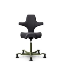 HÅG Capisco 8106 - Xtreme (Camira) - Polyester recyclé - EXR145 - Charcoal - Moss Grey - 265 mm (hauteur d’assise 53–79 cm) - Patins