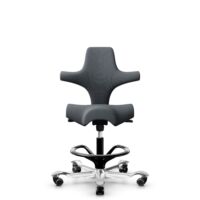 HÅG Capisco 8106 - Select (Gabriel) - Laine / Polyamide - SC60003 - Grey - Noir - 265 mm (hauteur d’assise 53–79 cm) - Roues dures pour sols souples