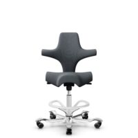HÅG Capisco 8106 - Select (Gabriel) - Laine / Polyamide - SC60003 - Grey - Blanc - 200 mm (hauteur d’assise 46–64 cm) - Roues dures pour sols souples