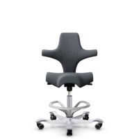HÅG Capisco 8106 - Select (Gabriel) - Laine / Polyamide - SC60003 - Grey - Argent - 200 mm (hauteur d’assise 46–64 cm) - Roues dures pour sols souples