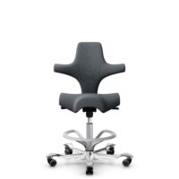 HÅG Capisco 8106 - Select (Gabriel) - Laine / Polyamide - SC60003 - Grey - Argent - 265 mm (hauteur d’assise 53–79 cm) - Roues dures pour sols souples