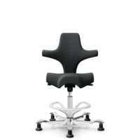 HÅG Capisco 8106 - Select (Gabriel) - Laine / Polyamide - SC60051 - Charcoal - Blanc - 265 mm (hauteur d’assise 53–79 cm) - Patins