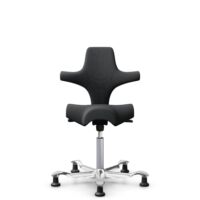 HÅG Capisco 8106 - Select (Gabriel) - Laine / Polyamide - SC60051 - Charcoal - Argent - 265 mm (hauteur d’assise 53–79 cm) - Patins
