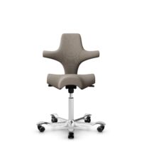 HÅG Capisco 8106 - Select (Gabriel) - Laine / Polyamide - SC60129 - Beige - Blanc - 265 mm (hauteur d’assise 53–79 cm) - Roues dures pour sols souples