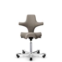HÅG Capisco 8106 - Select (Gabriel) - Laine / Polyamide - SC60129 - Beige - Argent - 265 mm (hauteur d’assise 53–79 cm) - Roues souples pour sols durs