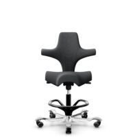 HÅG Capisco 8106 - Select (Gabriel) - Laine / Polyamide - SC60134 Dark Grey - Noir - 200 mm (hauteur d’assise 46–64 cm) - Roues dures pour sols souples