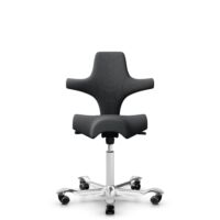 HÅG Capisco 8106 - Select (Gabriel) - Laine / Polyamide - SC60134 Dark Grey - Blanc - 200 mm (hauteur d’assise 46–64 cm) - Roues dures pour sols souples