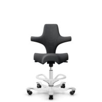 HÅG Capisco 8106 - Select (Gabriel) - Laine / Polyamide - SC60134 Dark Grey - Blanc - 200 mm (hauteur d’assise 46–64 cm) - Roues souples pour sols durs