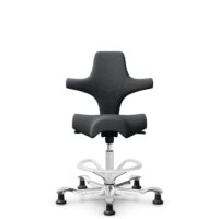 HÅG Capisco 8106 - Select (Gabriel) - Laine / Polyamide - SC60134 Dark Grey - Blanc - 265 mm (hauteur d’assise 53–79 cm) - Patins