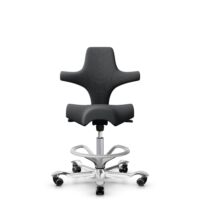 HÅG Capisco 8106 - Select (Gabriel) - Wool / Polyamide - SC60134 Dark Grey - Silver - 200 mm (seat height 46-64cm) - Hard castors for soft floors