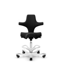 HÅG Capisco 8106 - Select (Gabriel) - Laine / Polyamide - SC60999 - Black - Blanc - 200 mm (hauteur d’assise 46–64 cm) - Roues dures pour sols souples