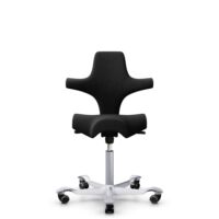 HÅG Capisco 8106 - Select (Gabriel) - Wolle / Polyamid - SC60999 - Black - Silber - 265 mm (Sitzhöhe 53-79cm) - Harte Rollen für weiche Böden