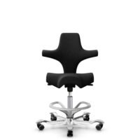 HÅG Capisco 8106 - Select (Gabriel) - Wolle / Polyamid - SC60999 - Black - Silber - 265 mm (Sitzhöhe 53-79cm) - Harte Rollen für weiche Böden