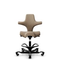 HÅG Capisco 8106 - Select (Gabriel) - Wol / Polyamide - SC61184 - Light brown - Zwart - 200 mm (Zithoogte 46-64mm) - Zachte wielen t.b.v. harde vloeren