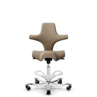 HÅG Capisco 8106 - Select (Gabriel) - Laine / Polyamide - SC61184 - Light brown - Blanc - 200 mm (hauteur d’assise 46–64 cm) - Roues souples pour sols durs