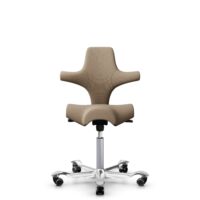 HÅG Capisco 8106 - Select (Gabriel) - Wol / Polyamide - SC61184 - Light brown - Zilver - 150mm - Harde wielen t.b.v. zachte vloeren