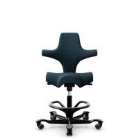 HÅG Capisco 8106 - Select (Gabriel) - Wolle / Polyamid - SC66194 - Blue - Schwarz - 200 mm (Sitzhöhe 46-64cm) - Weiche Rollen für harte Böden