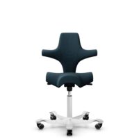 HÅG Capisco 8106 - Select (Gabriel) - Wolle / Polyamid - SC66194 - Blue - Weiß - 150mm (Sitzhöhe 40-55cm) - Harte Rollen für weiche Böden
