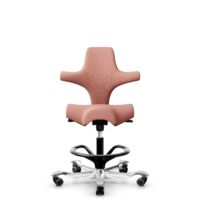 HÅG Capisco 8106 - Select (Gabriel) - Wolle / Polyamid - SC64213 - Light blush - Schwarz - 265 mm (Sitzhöhe 53-79cm) - Weiche Rollen für harte Böden