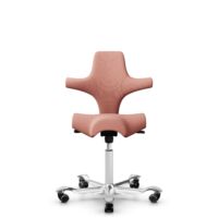 HÅG Capisco 8106 - Select (Gabriel) - Laine / Polyamide - SC64213 - Light blush - Blanc - 265 mm (hauteur d’assise 53–79 cm) - Roues souples pour sols durs
