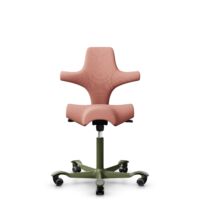 HÅG Capisco 8106 - Select (Gabriel) - Laine / Polyamide - SC64213 - Light blush - Moss Grey - 265 mm (hauteur d’assise 53–79 cm) - Roues dures pour sols souples