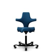 HÅG Capisco 8106 - Select (Gabriel) - Wolle / Polyamid - SC66071 - Navy blue - Schwarz - 150mm (Sitzhöhe 40-55cm) - Harte Rollen für weiche Böden