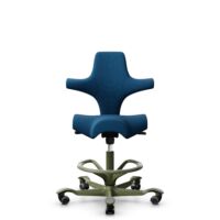 HÅG Capisco 8106 - Select (Gabriel) - Wol / Polyamide - SC66071 - Navy blue - Framekleur - Moss Grey - Gasveer - 200 mm (Zithoogte 46-64cm) - Vloercontact - Harde wielen t.b.v. zachte vloeren - Voetenring - Ja, in framekleur - Voetster - Nee, voetster ...